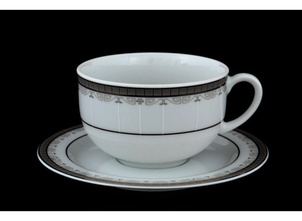 Набор чайных пар Опал Платиновая лента (чашка 280 мл + блюдце) на 6 персон