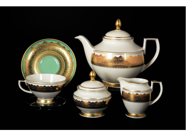 Чайный сервиз Agadir Seladon Gold на 6 персон 15 предметов