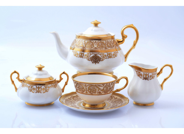 Чайный сервиз Golden Romance Cream Gold на 6 персон 15 предметов