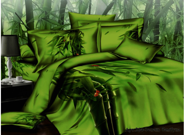 Комплект постельного белья Diva Afrodita Зелень бамбука сатин двуспальный