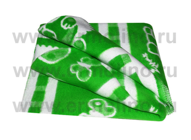 Одеяло байковое жаккард Ермолино Зеленое 100х140 см