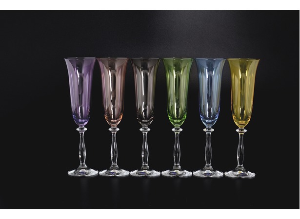 Набор фужеров для шампанского Цветное стекло 190 мл 6 шт