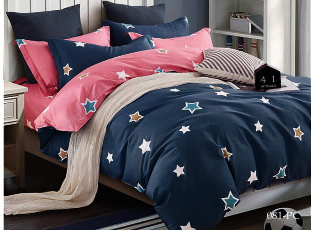 Комплект постельного белья Cleo Цветные звезды поплин двуспальный евро