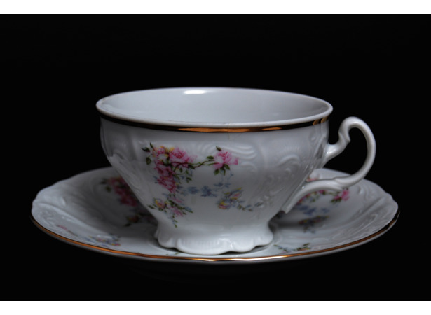 Набор чайных пар Бернадотт Дикая роза золото (чашка 220 мл + блюдце) на 6 персон