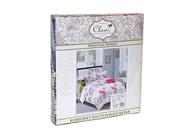 Комплект постельного белья Cleo Орнамент с розовыми цветами микросатин двуспальный