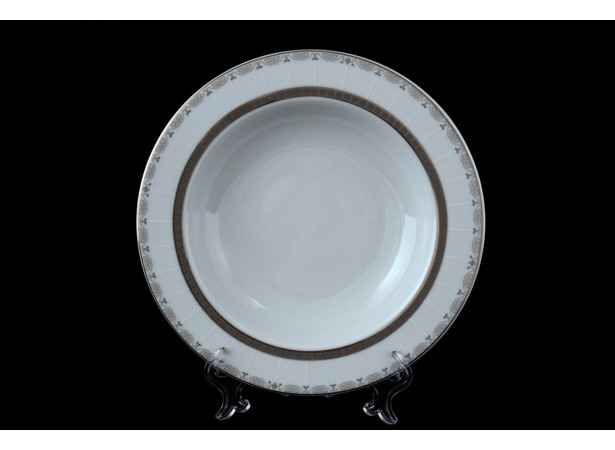 Набор глубоких тарелок Опал Платиновая лента 22 см 6 шт
