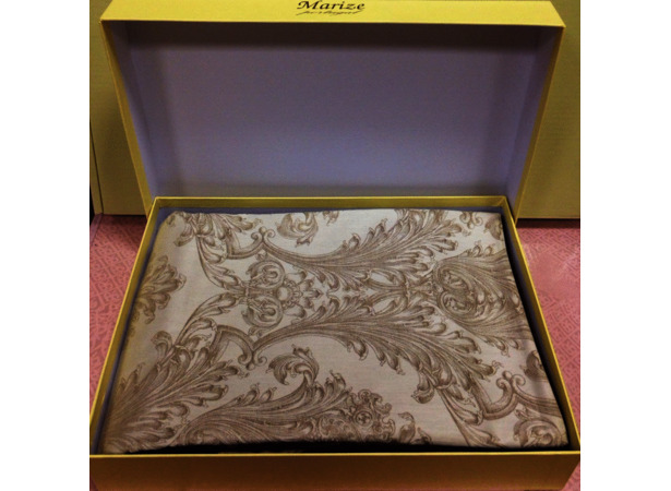 Комплект постельного белья Marize Бежевый с узорами жаккард двуспальный (нав 70х70 см)
