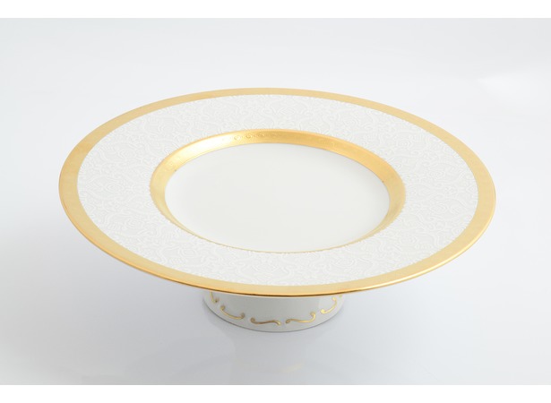 Тарелка для торта Constanza Diamond White Gold 32 см на ножке