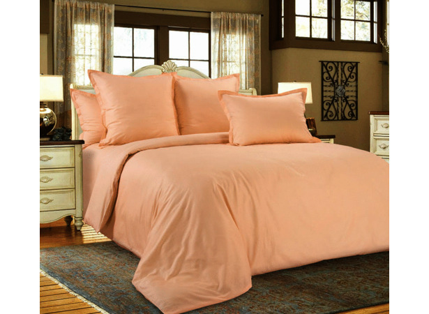 Комплект постельного белья Нежный персик сатин двуспальный (с европростыней)