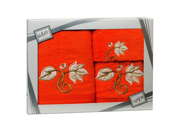 Комплект полотенец Valentini Flower 1 (оранжевый) 30х50 см 50х100 см 70х140 см 3 шт