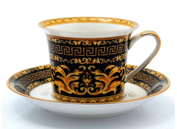 Набор чайных пар Ройал Золото/Черный (чашка 220 мл + блюдце) на 6 персон