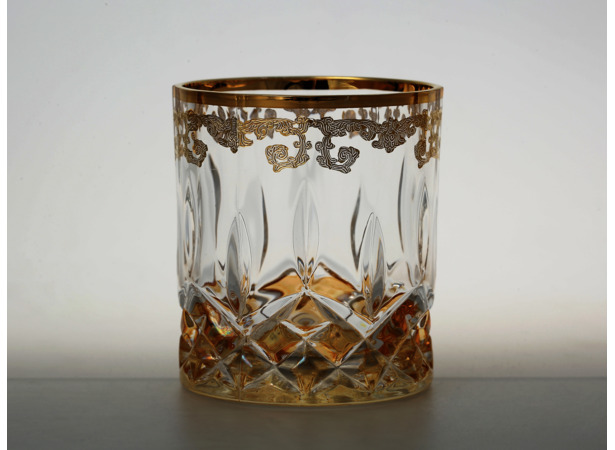 Набор стаканов для виски Золотые узоры Янтарь