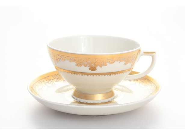 Набор чайных пар Cream Gold 9077 (чашка 220 мл + блюдце) на 6 персон