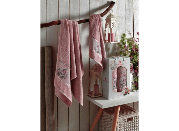 Набор махровых полотенец Merzuka Rose 50х80 см 70х130 см 2 шт (розовый)