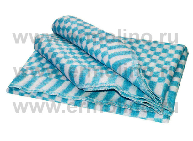 Одеяло байковое Ермолино Клетка 140х205 см (бирюзовое)