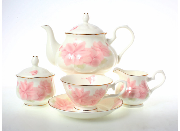 Чайный сервиз Розовые цветы на 6 персон 15 предметов