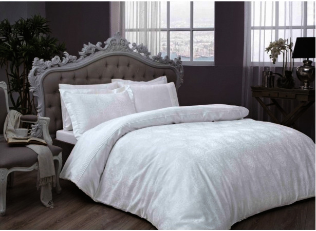 Комплект постельного белья Tac Diana (белый) жаккард-люкс двуспальный евро