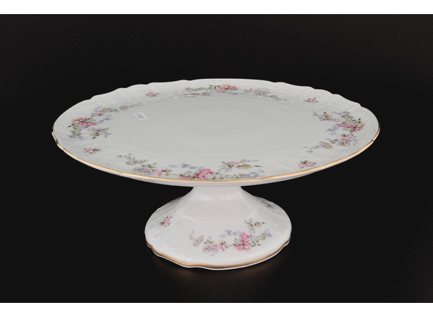 Тортница на ножке Бернадотт Дикая роза золото 32 см 