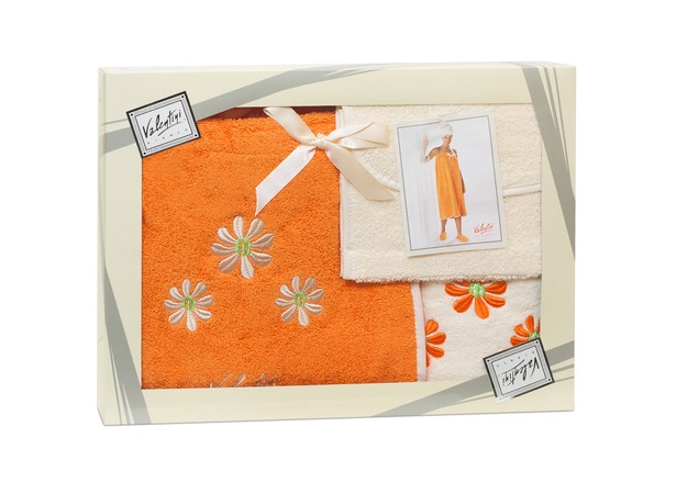 Набор для сауны женский Valentini Camomile (парео женское + полотенце + сумочка) оранжевый
