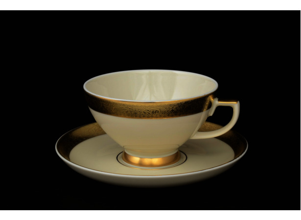 Набор чайных пар Constanza Cream 3064 Gold (чашка 250 мл + блюдце) на 6 персон
