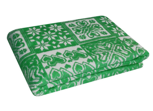 Одеяло байковое жаккард Ермолино Зеленое 150х215 см
