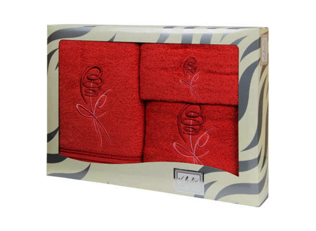 Комплект полотенец Valentini Posy (темно-красный) 30х50 см 50х100 см 100х150 см 3 шт
