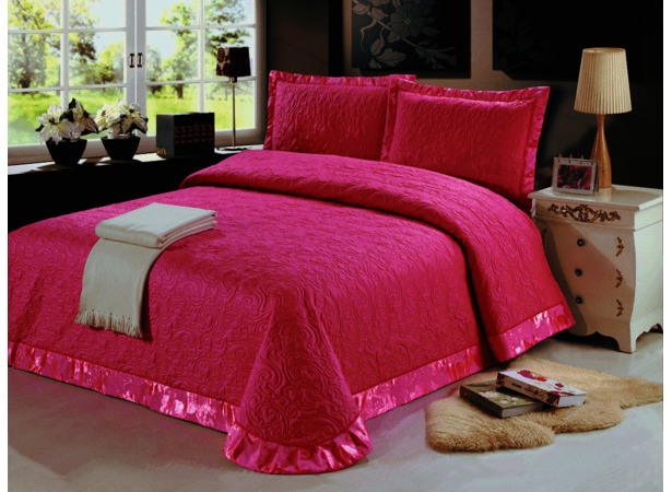 Покрывало Cleo Насыщенный розовый цвет 240х260 см + 2 наволочки 50х70 см