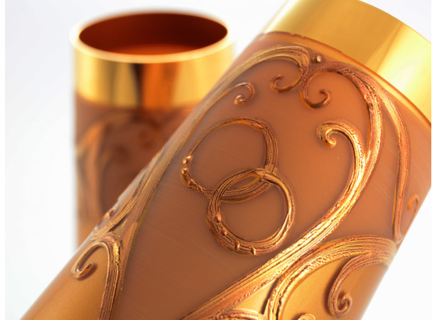 Свадебный набор из 2-х бокалов для шампанского Лепка золотая