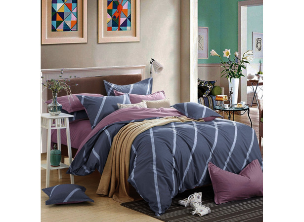 Комплект постельного белья Liliya Диагональная полоска (серый) микрофибра 15 сп