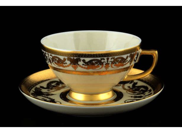 Набор чайных пар Constanza Cream Imperial Gold (чашка 250 мл + блюдце) на 6 персон