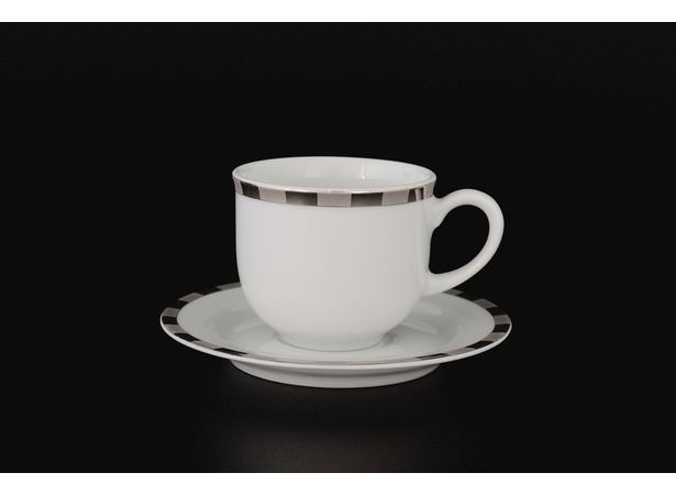 Набор кофейных пар Опал Платиновые пластинки (чашка 110 мл + блюдце) на 6 персон