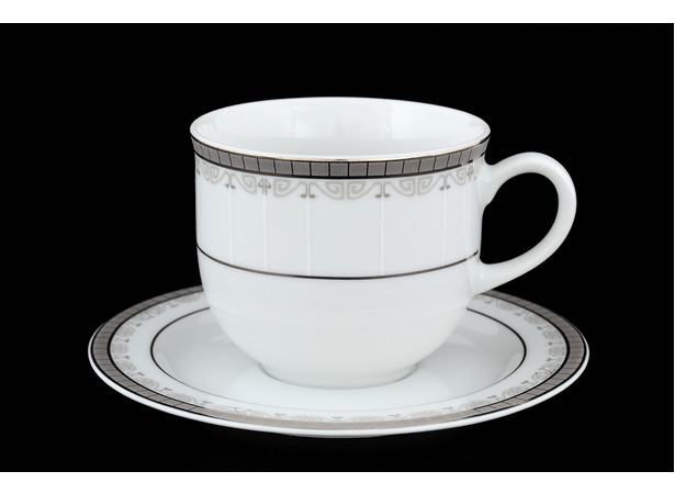 Набор чайных пар Опал Платиновая лента (чашка 270 мл + блюдце) на 6 персон 12 предметов