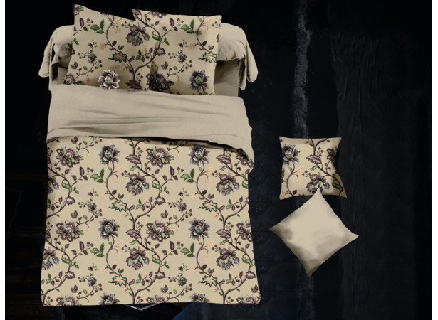 Комплект постельного белья Cleo Цветочный орнамент на сером фоне микросатин 15 сп