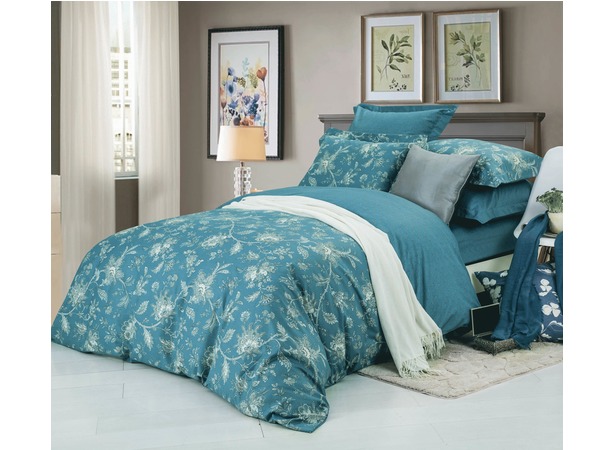 Комплект постельного белья Сайлид Растительный орнамент сатин двуспальный евро