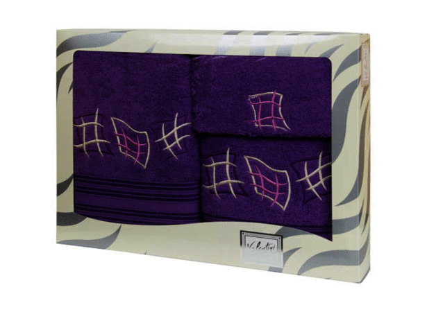 Комплект полотенец Valentini Cells (фиолетовый) 30х50 см 50х100 см 100х150 см 3 шт