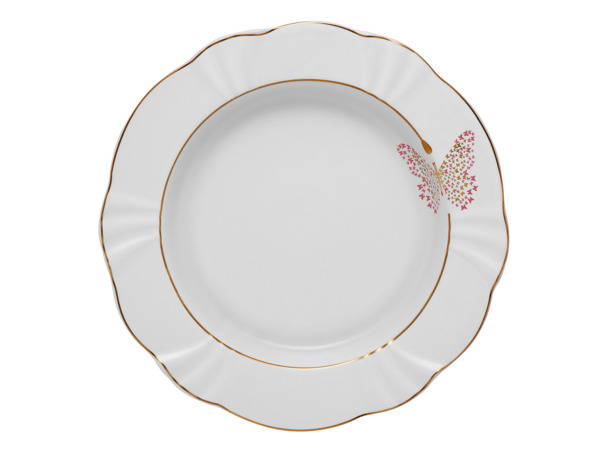 Набор глубоких тарелок Бабочки Розовый/Золото 24 см 6 шт