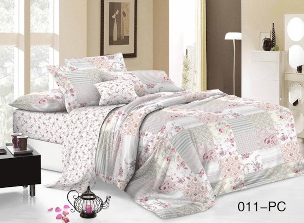Комплект постельного белья Cleo Пэчворк (розовый) поплин двуспальный евро