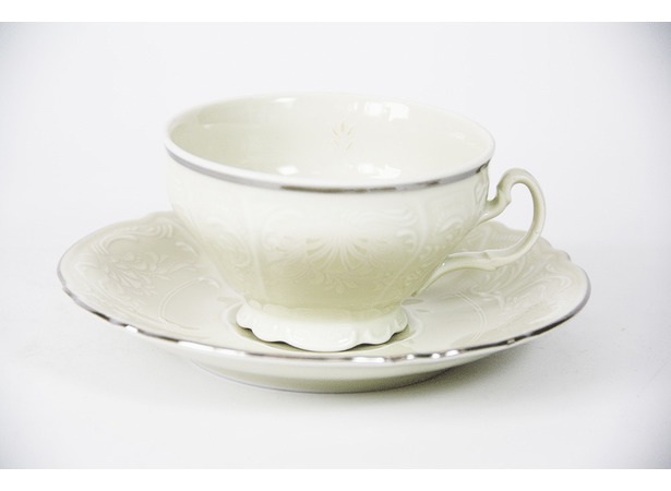 Набор для чая Бернадот 2021 Ивори (чашка 220 мл + блюдце) на 6 персон 12 предметов (низкие на ножке)