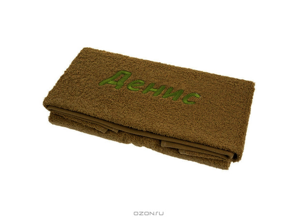 Подарочное полотенце с вышивкой Tac Денис 50х90 см (оливковое)