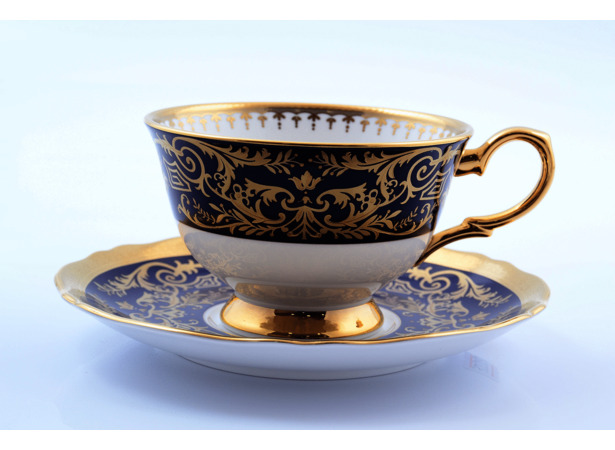 Набор чайных пар Clarice Cobalt Gold (чашка 220 мл + блюдце) на 6 персон