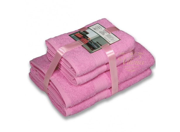 Комплект полотенец Bayramaly Волна 50х90 см 70х140 см 2 шт (розовый)