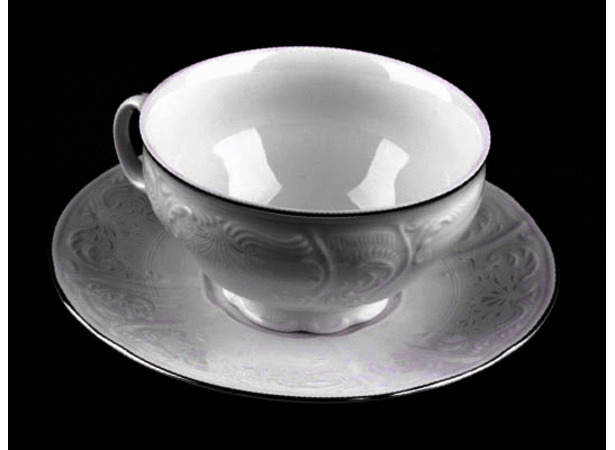 Набор для чая Бернадот платина 2021 (чашка 360 мл + блюдце) на 6 персон 12 предметов