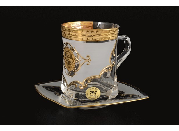 Набор чайных пар Версаче Богемия фон (чашка 270 мл + блюдце) на 6 персон