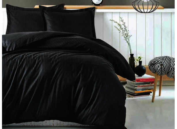Комплект постельного белья Cottonbox Elegant (темно-серый) страйп-сатин двуспальный евро
