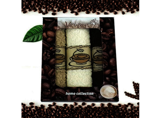 Набор махровых полотенец Vevien Кофе 30х50 см 3 шт