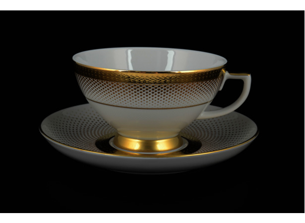 Набор чайных пар Rio White gold (чашка 250 мл + блюдце) на 6 персон