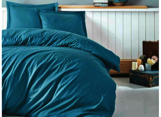 Комплект постельного белья Cottonbox Elegant (бирюзовый) страйп-сатин двуспальный евро