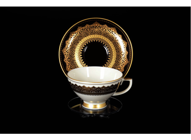 Набор чайных пар Agadir Brown Gold (чашка 220 мл + блюдце) на 6 персон