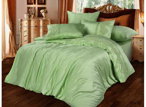 Комплект постельного белья Cleo Bamboo Satin (зеленый) евро макси