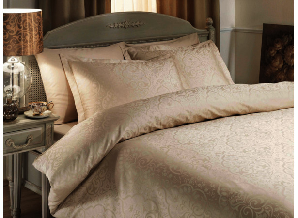 Комплект постельного белья Tac Gardenia (кремовый) жаккард-люкс двуспальный евро